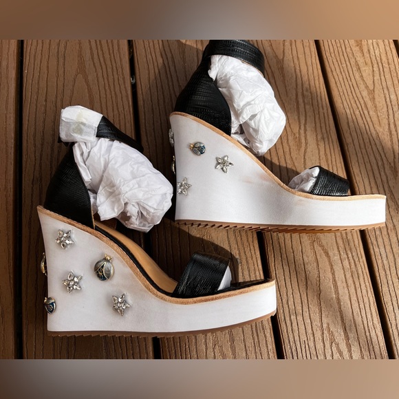 Bill Blass Rhinestone Wedge Sandals Women Size 8.5 NWT - Picture 6 of 13